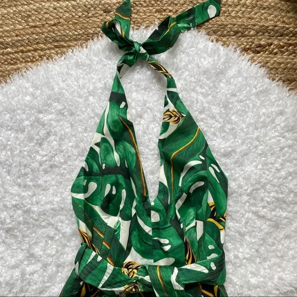 ANTHROPOLOGIE Farm Rio Palm Halter Jumpsuit XS - Picture 5 of 8